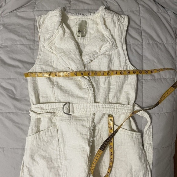 Anthropologie Elevenses Luna Vest Medium Cream Frayed Belted Sleeveless Gauze … - Picture 6 of 11